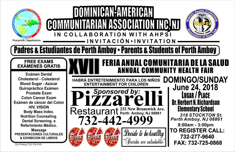 Perth Amboy :XVII Annual Community Health Fair,  registration